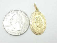 Load image into Gallery viewer, 14k solid yellow gold oval saint Christopher pendant charm fine religious 2.9g
