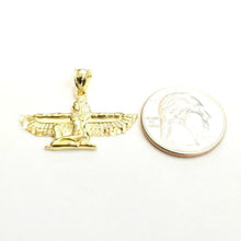 Load image into Gallery viewer, New 10k yellow solid Gold Egyptian isis winged goddess Pendant fine jewelry 2.3g
