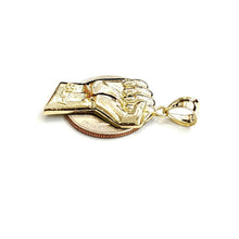 Load image into Gallery viewer, 10k yellow gold fist BLM black lives matter pendant charm jewelry unisex 2.7g
