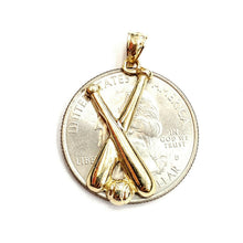 Load image into Gallery viewer, New 14k yellow Gold baseball bat Pendant charm sport game fine jewelry gift 1.7g
