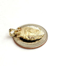 Load image into Gallery viewer, New 14k yellow Gold lion head face with crown Leo Pendant charm fine gift 2.4g
