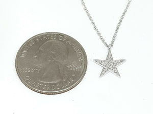 14k white Gold 0.09Ct Diamond star necklace gift for her 18" adjustable chain