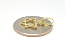 Load image into Gallery viewer, 14k yellow gold star of David Jewish Israel charm pendant religious jewelry 0.6g
