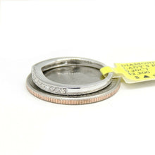 Load image into Gallery viewer, 0.20ct genuine diamond 14k White Gold curved Women Ring fine jewelry Size 6.75
