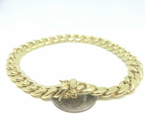 New 10K yellow gold 9mm hollow Cuban Miami bracelet Fine gift jewelry 9" 20.9g