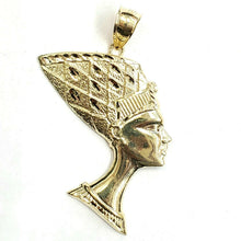 Load image into Gallery viewer, 10k yellow solid Gold Egyptian Nefertiti head Pendant fine gift jewelry 10.3g
