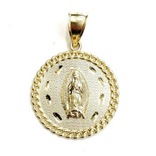 Load image into Gallery viewer, 10k yellow gold round virgin Guadalupe Pendant fine religious jewelry 1.17" 5.1g
