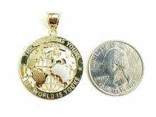 Load image into Gallery viewer, 10k yellow gold round globe planet earth world map pendant fine gift 1.34" 4.5g
