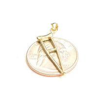 Load image into Gallery viewer, 14k yellow Gold 3D crutch handicap muleta de san lazaro Pendant fine jewelry 1.4g
