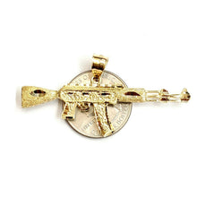 Load image into Gallery viewer, 14k yellow Gold AK-47 machine gun military rifle Pendant charm fine gift 10.3g
