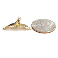 Load image into Gallery viewer, 14k yellow gold 3D bat open wings pendant charm gift fine jewelry polished 2.5g
