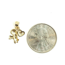 Load image into Gallery viewer, New 14k two tone Gold full body tiny angel heart Pendant charm fine jewelry 1.1g

