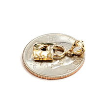 Load image into Gallery viewer, 14KT Yellow Gold tiny padlock with heart pendant charm gift Fine Jewelry 1.3g
