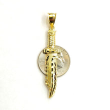Load image into Gallery viewer, New 10k yellow Gold dagger knife Pendant charm Unisex Gift fine jewelry 3.5g
