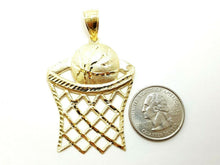 Load image into Gallery viewer, 10k yellow gold basketball net hoop pendant charm fine gift sport jewelry 7.1g
