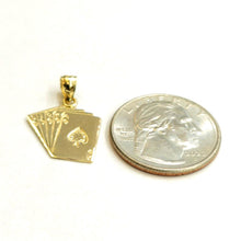 Load image into Gallery viewer, 14k yellow Gold royal flush spade A K Q J 10 poker cards Pendant jewelry 1.5g
