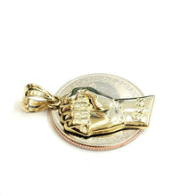 Load image into Gallery viewer, 10k yellow gold fist BLM black lives matter pendant charm jewelry unisex 1.9g
