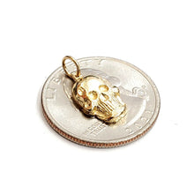 Load image into Gallery viewer, New 14k yellow Gold tiny Skull mummy dead Bone Pendant Gift fine jewelry 1.3g
