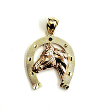Load image into Gallery viewer, New 14k multi color Gold horseshoe Pendant lucky fine gift jewelry unisex 3.1g
