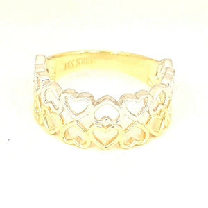 New 14k Gold woman's heart band ring two tone fine gift jewelry for women size 7