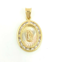 Load image into Gallery viewer, 14k gold oval virgin Mary Guadalupe pendant charm religious gift jewelry 1.3g
