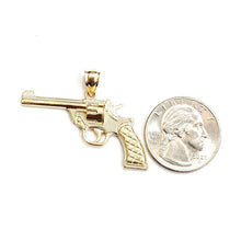 Load image into Gallery viewer, 14k yellow solid Gold handgun pistol gun Pendant charm fine gift jewelry 3.8g
