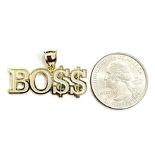 Load image into Gallery viewer, New 10k yellow Gold Boss dollar sign word Pendant charm fine gift jewelry 3.1g
