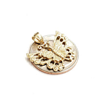 Load image into Gallery viewer, New 14k yellow Gold solid butterfly Pendant charm gift fine jewelry 2.8g
