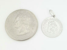 Load image into Gallery viewer, 14k solid white gold round saint Christopher pendant charm religious 0.60" 2g
