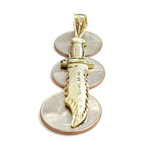 Load image into Gallery viewer, New 10k yellow Gold dagger knife Pendant charm fine gift jewelry for men 4.9g
