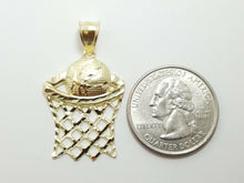 Load image into Gallery viewer, 10k yellow gold basketball net hoop pendant charm sport fine gift jewelry 2.7g
