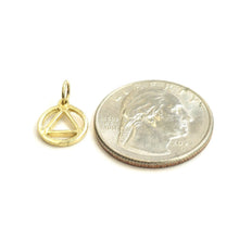 Load image into Gallery viewer, 14k yellow Gold Tiny Alcoholics Anonymous circle triangle AA Symbol Pendant 0.7g
