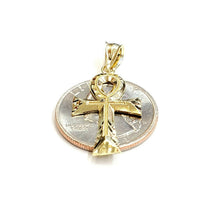 Load image into Gallery viewer, 10k yellow gold Egyptian ankh cross pendant charm fine religious jewelry 1.6g
