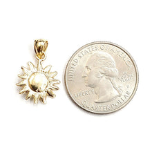 Load image into Gallery viewer, 14k yellow gold solid sun sol pendant charm astrology fine jewelry 0.55" 2.4g
