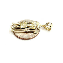 Load image into Gallery viewer, 10k yellow Gold Egypt jackal god Anubis holding Ankh Pendant fine jewelry 1.6g
