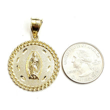 Load image into Gallery viewer, 10k yellow gold round virgin Guadalupe Pendant fine religious jewelry 1.17" 5.1g
