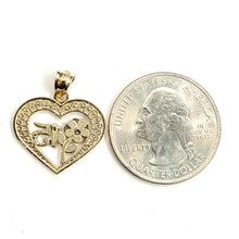 Load image into Gallery viewer, New 14k tri color Gold heart 15 años 15 years Pendant charm fine jewelry 1.6g
