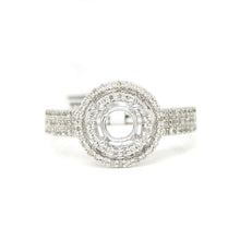 Load image into Gallery viewer, 0.40Ct Natural Diamond 14k White Gold Semi Mount halo Ring round center size 6.5
