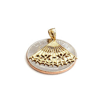 Load image into Gallery viewer, New 14k Yellow Gold Hand Held Fan hand fan Pendant charm gift fine jewelry 1.2g

