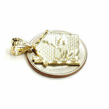 Load image into Gallery viewer, New 10k yellow gold trap house pendant charm diamond cut gift fine jewelry 1.8g
