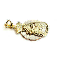 Load image into Gallery viewer, 10k yellow gold dollar sign money bag lucky pendant charm gift fine jewelry 3.2g

