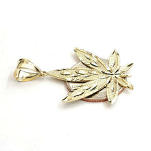 Load image into Gallery viewer, New 10k yellow gold marijuana leaf weed pendant diamond cut medical jewelry 3.7g
