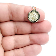 Load image into Gallery viewer, 14k solid yellow Gold round saint Christopher Pendant religious gift 0.60" 2.1g
