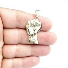 Load image into Gallery viewer, 10k yellow gold fist BLM black lives matter pendant charm jewelry unisex 2.7g
