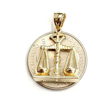 Load image into Gallery viewer, 14k yellow Gold 3D libra zodiac sign Pendant scale charm fine gift jewelry 4.4g
