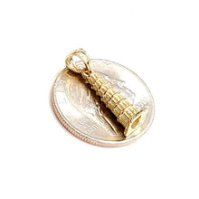 Load image into Gallery viewer, 14K Yellow Gold 3D Famous Leaning Tower of Pisa Charm Pendant Fine Jewelry 2.3g
