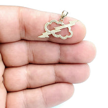 Load image into Gallery viewer, New 14k yellow gold cloud lightning bolt pendant charm gift fine jewelry 1g
