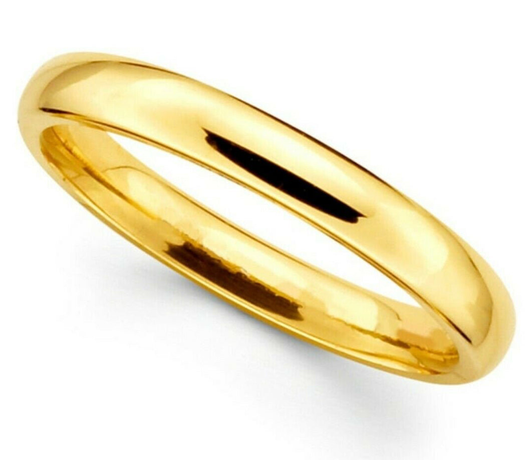 New Mens Women's Solid 14K yellow Gold Plain Wedding Band Comfort fit 3MM Size 9