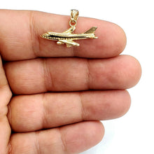 Load image into Gallery viewer, New 14k yellow Gold solid Airplane Aviation pendant charm gift fine jewelry 1.8g

