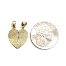 Load image into Gallery viewer, 14k yellow Gold big sis Lil sis heart Pendant charm breakable fine jewelry 2g
